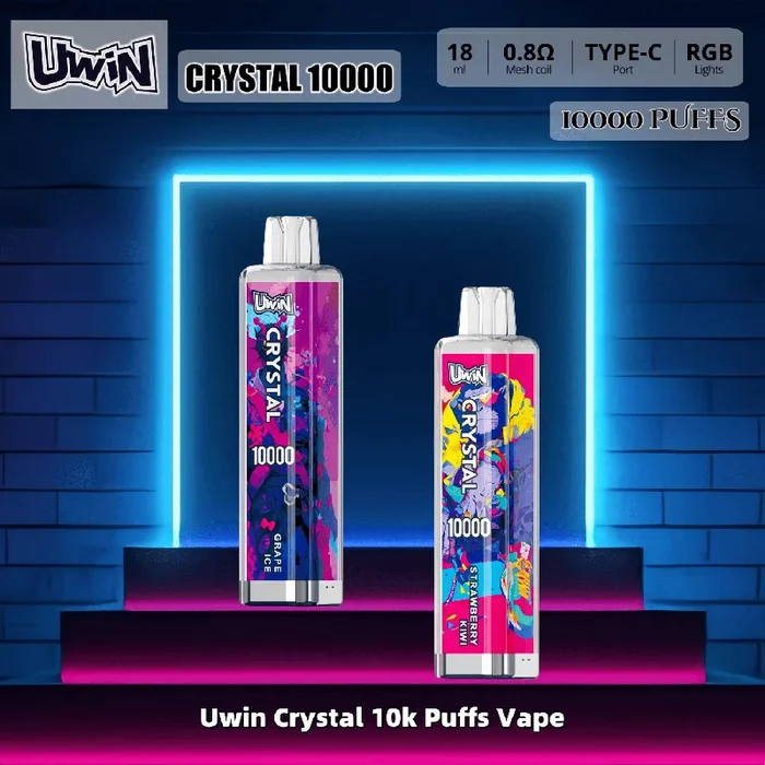 Uwin Crystal 10000 10K Puffs Monouso Vape 0% 2% 3% 5% Nicotina 30Taste RGB Lights Factory Direct